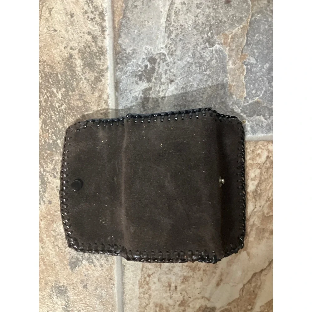 Handmade‎ Dark Brown Suede Leather Key Holder Organizer Wallet Snap Closure